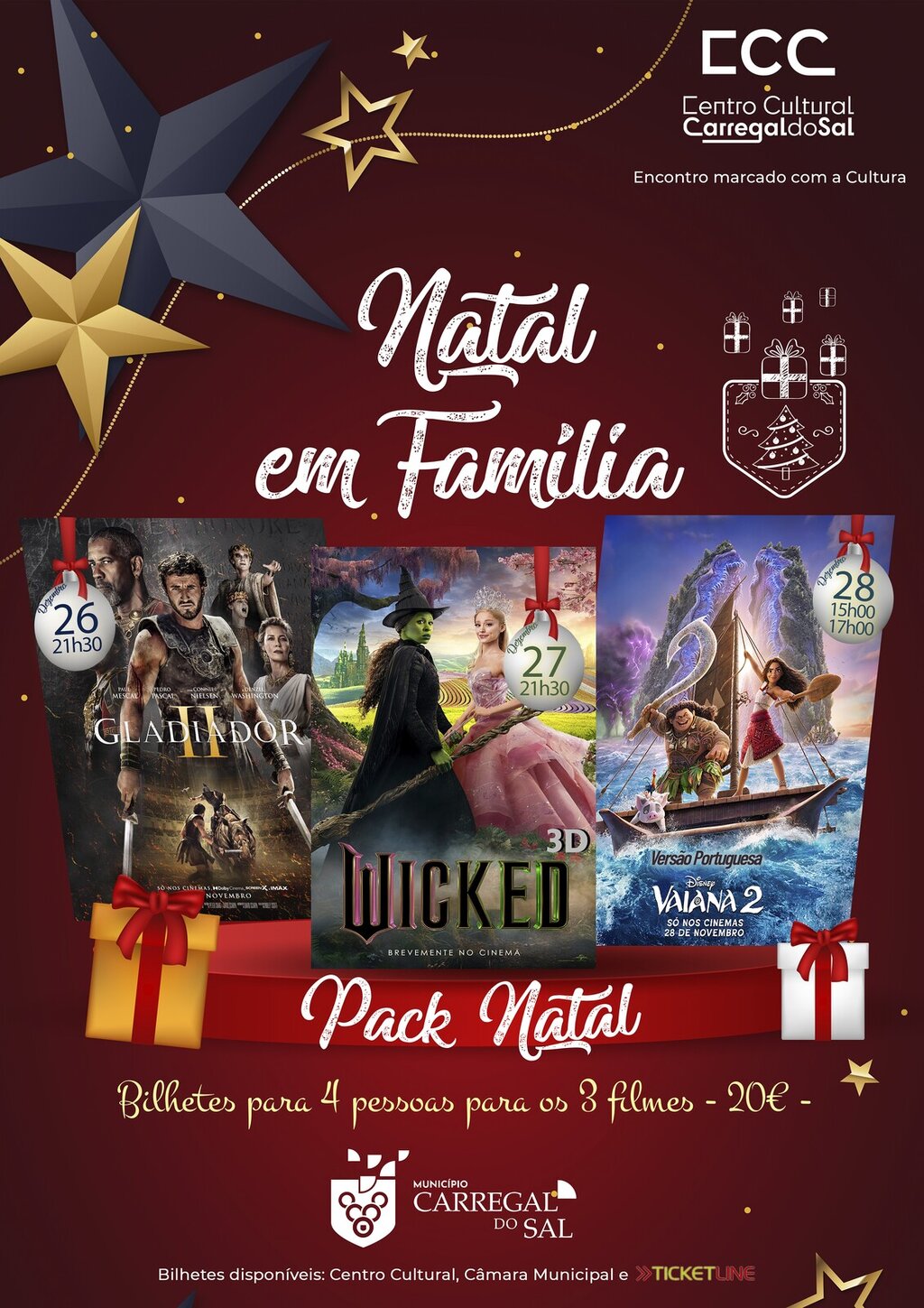 Pack Natal para cinema no Centro Cultural